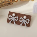 Bow Pearl Stud Earrings 02