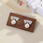 Bow Pearl Stud Earrings
