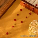 Agate Beaded Red Gold Clavicle Necklace