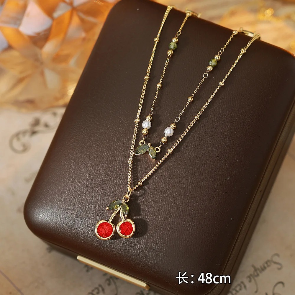 O1CN011UvZ3n2BaeEEXDvk7_2214616708355-0-cib Red Cherry Clavicle Necklace - Image 1
