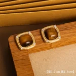 Maillard Tiger Eye Caramel Brown Stud Earrings