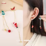 Long Tassel Zircon Snowflake Stud Earrings