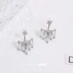 Sparkling Zircon Teardrop Tassel Stud Earrings
