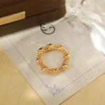 Gold Five-Emperor Coin Cat's Eye Open Ring