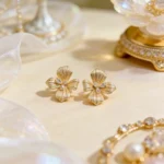 Metallic Flower Stud Earrings