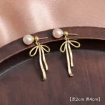 Grey Pearl Bow Silver Stud Earrings