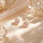 Zircon Square-Cut Pearl Sparkling Stud Earrings