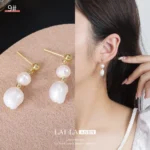 French Pearl Silver Stud Earrings
