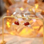 Red Bow Rhinestone Stud Earrings