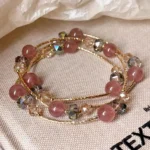 Layered Strawberry Quartz Beaded Beaded Bracelet