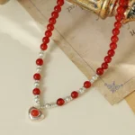 Neo-Chinese Red Agate White Gourd Clavicle Necklace