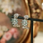 Zircon Flower C-Hoop Stud Earrings