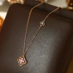 Neo-Chinese Lotus Medallion Four-Petal Flower Clavicle Necklace