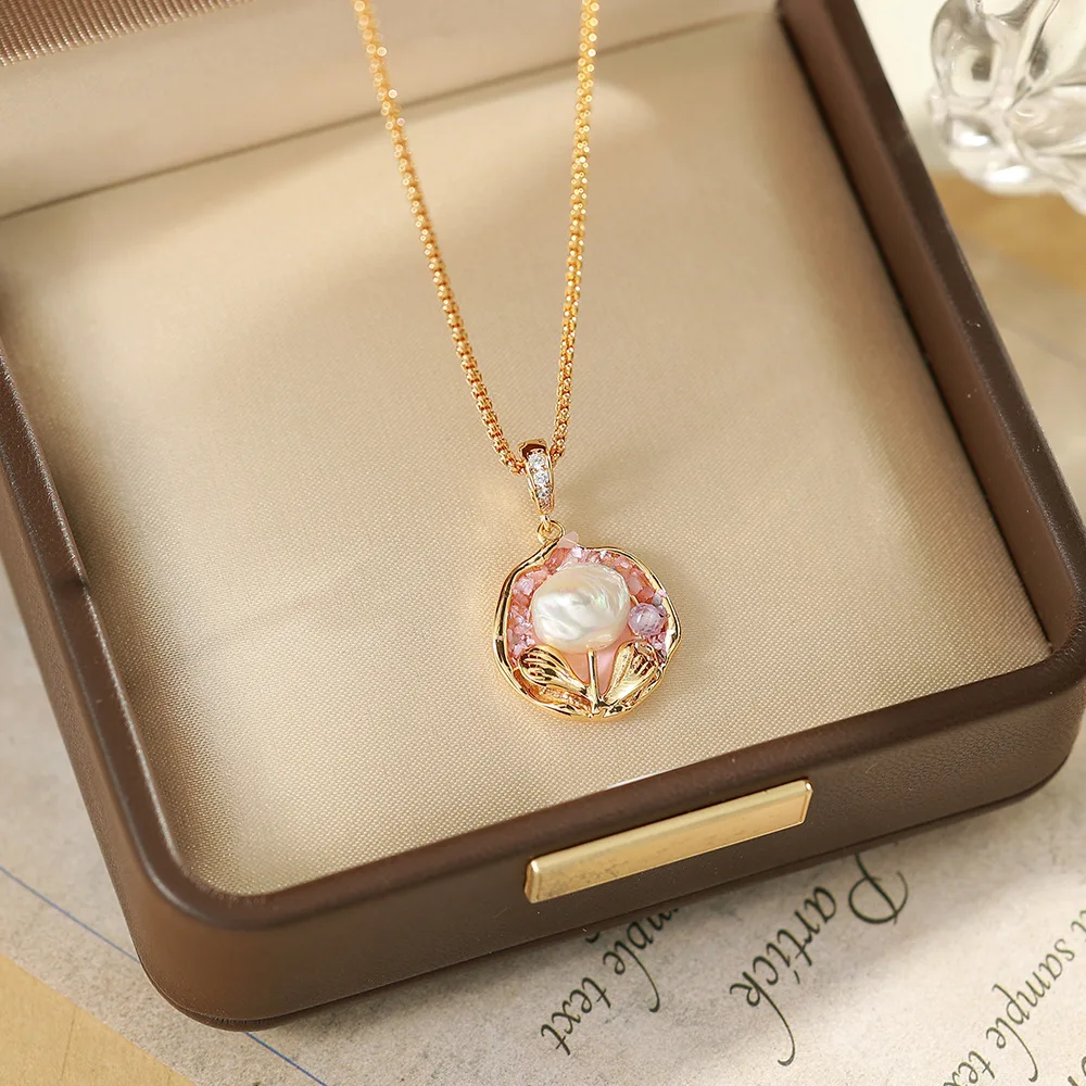 O1CN01AjVmNs2BaeHJbgnK0_2214616708355-0-cib Neo-Chinese Monet Garden Freshwater Pearl Clavicle Necklace - Image 1