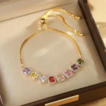Dopamine Multicolour Sugar Cube Zircon Beaded Bracelet