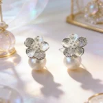 French Beaded Flower Stud Earrings