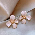 Pearlescent Enamel Flower Stud Earrings