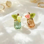 Vintage Rose Flower Zircon Stud Earrings