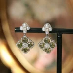 Vintage Olive Green Four-Leaf Clover Jewelry Set