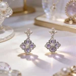 French Zircon Flower Stud Earrings