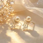 Sparkling Pearl Teardrop Zircon Stud Earrings