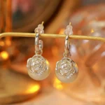 Mocha Mousse Pearl Butterfly Stud Earrings