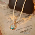 Oil-Painting Monet Garden Enamel Hand-Painted Long Necklace