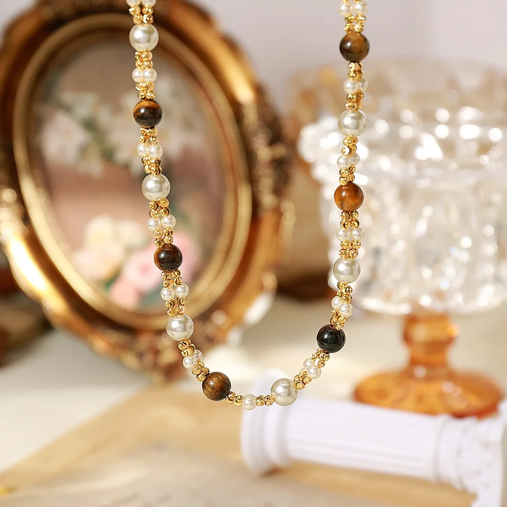 O1CN01F4jIys2BaeHiNoxjj_2214616708355-0-cib Bohemian Beaded Tiger Eye Clavicle Necklace - Image 1