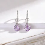 Korean Purple Zircon Gourd Huggie Earrings