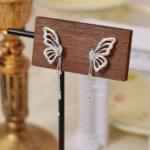 Zircon Tassel Butterfly Stud Earrings