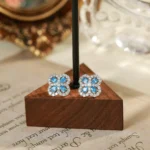 Four-Leaf Clover Rhinestone Full Pave Blue Necklace