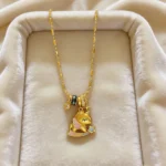 Gold Enamel Pony Star Long Necklace