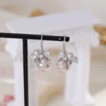 French Pearl Zircon Hook Earrings