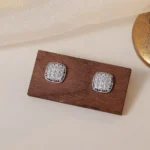 Full Pave Zircon Sugar Cube Stud Earrings