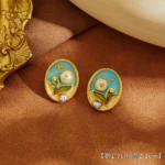 Vintage Monet Garden Pearl Stud Earrings 02