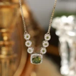 Vintage Olive Green Sugar Cube Jewelry Set