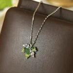 Green Zircon Maple Leaf Jewelry Set