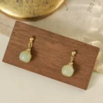 Neo-Chinese Rhinestone Jasper Agate Jade Stud Earrings