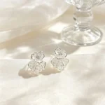 French Pave Flower Stud Earrings