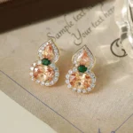 Gourd Champagne Crystal Sparkling Stud Earrings