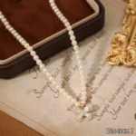 Vintage Zircon Pearl Clavicle Necklace
