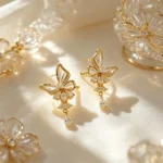 French White Butterfly Zircon Stud Earrings