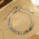 Dopamine Multicolour Zircon Square Chain Bracelet