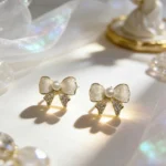 Pearl Bow Stud Earrings