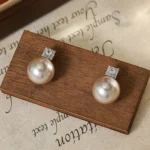 Manta Rose Zircon Pearl Tassel Stud Earrings