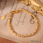 Neo-Chinese Gold Two-Tone Crystal Beaded Bracelet