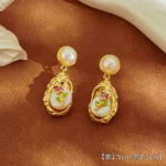 Vintage Baroque Pearl Stud Earrings