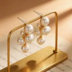 Mocha Mousse Pearl Stud Earrings