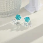 Sparkling Pave Blue Zircon Stud Earrings