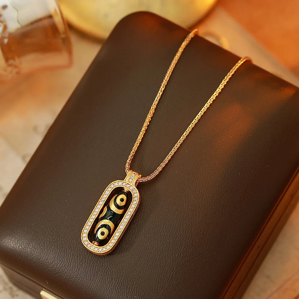 O1CN01ULKYef2BaeEgM0DES_2214616708355-0-cib Neo-Chinese Gold Agate Gourd Long Necklace - Image 1